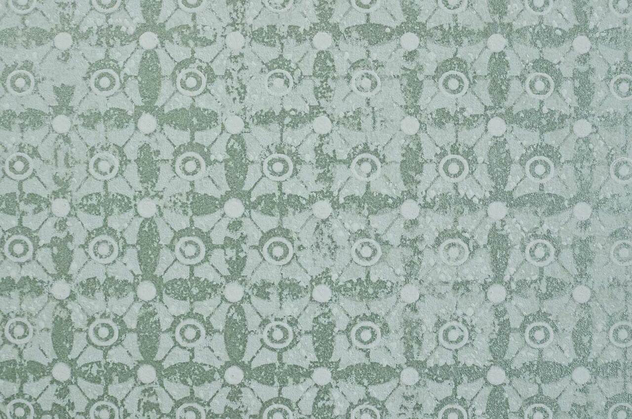 Mineheart Wallpaper Classico Tile Tapete Silver Green Fliesenoptik