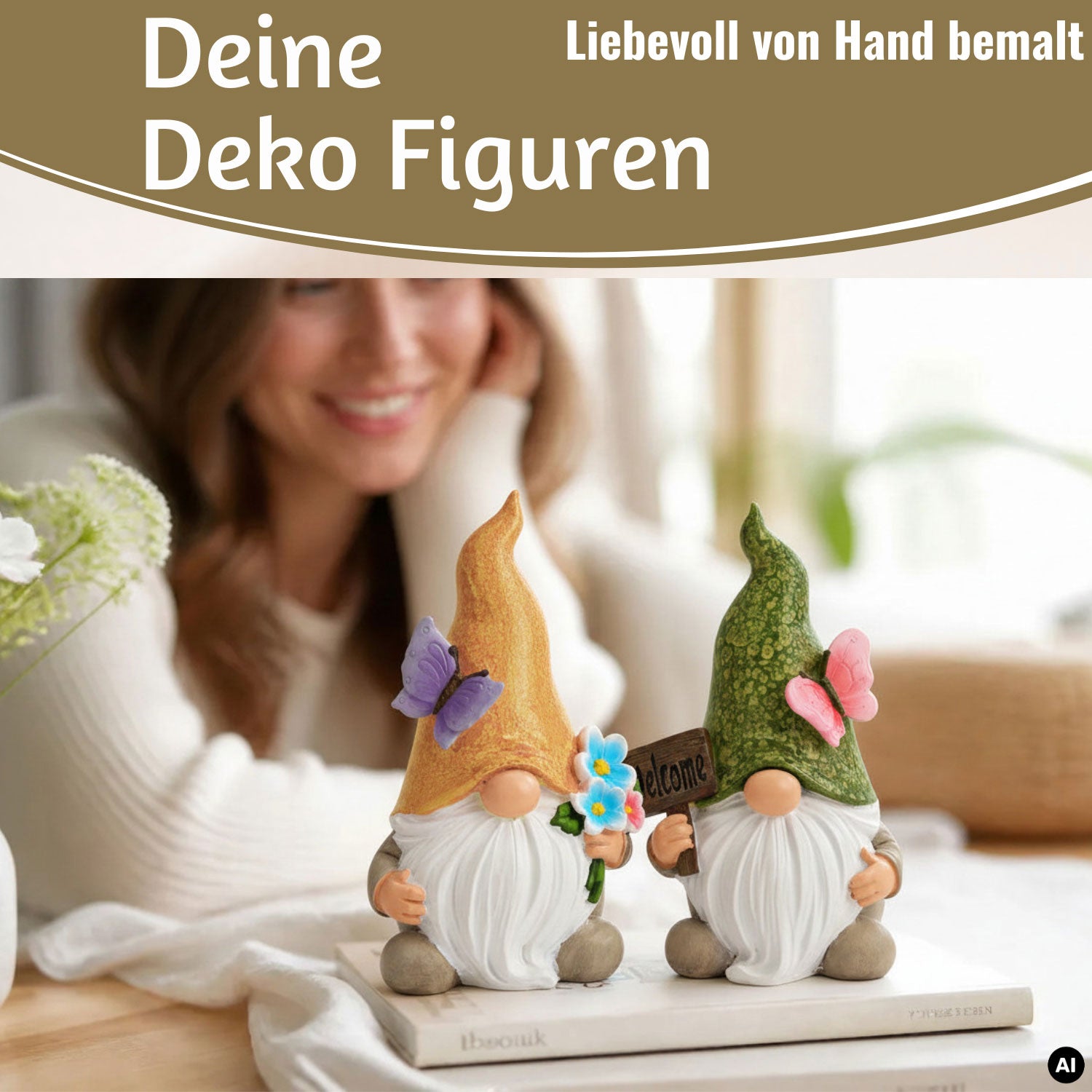 LS-LebenStil Welcome Wichtel 2er-Set 15 cm Polyresin Sommer