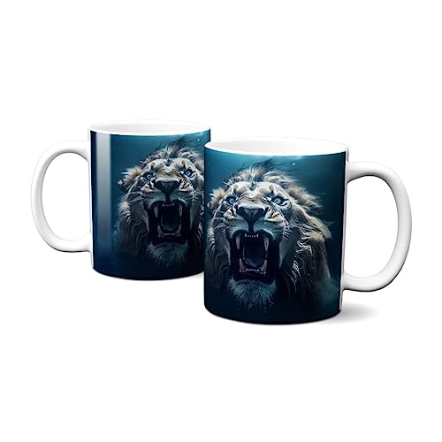 Hustling Sharks Wandbilder Löwe brüllt Tasse 330 ml Keramik Weiß