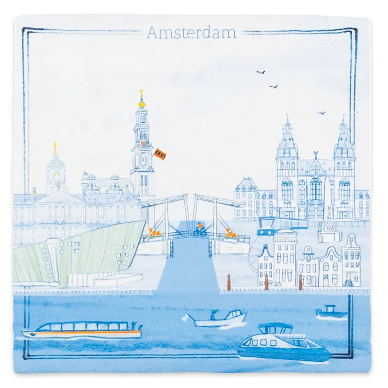 Storytiles Delft Blue Amsterdam Wandfliese S 10x10 cm personalisierbar