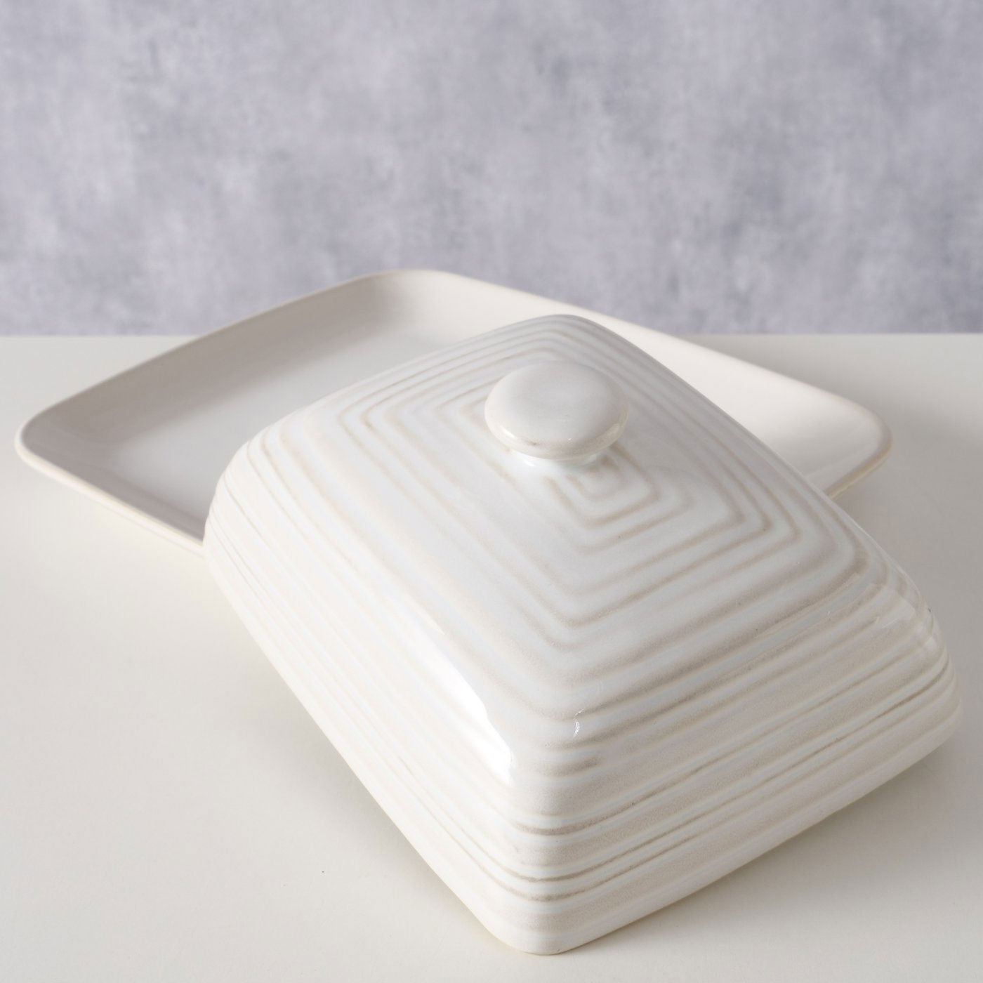 LS-LebenStil Möbel Butterdose Sylt 19cm Keramik Weiß 250g Deckel