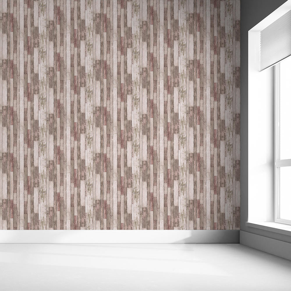 Mineheart Wallpaper Rustic Wood Effect Tapete Braun Holzoptik