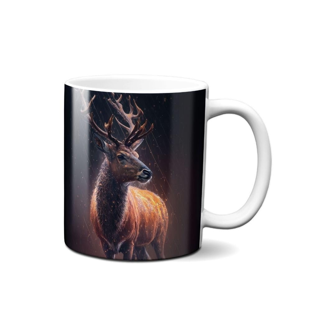 Hustling Sharks Wandbilder Hirsch im Regen Tasse 330 ml weiß