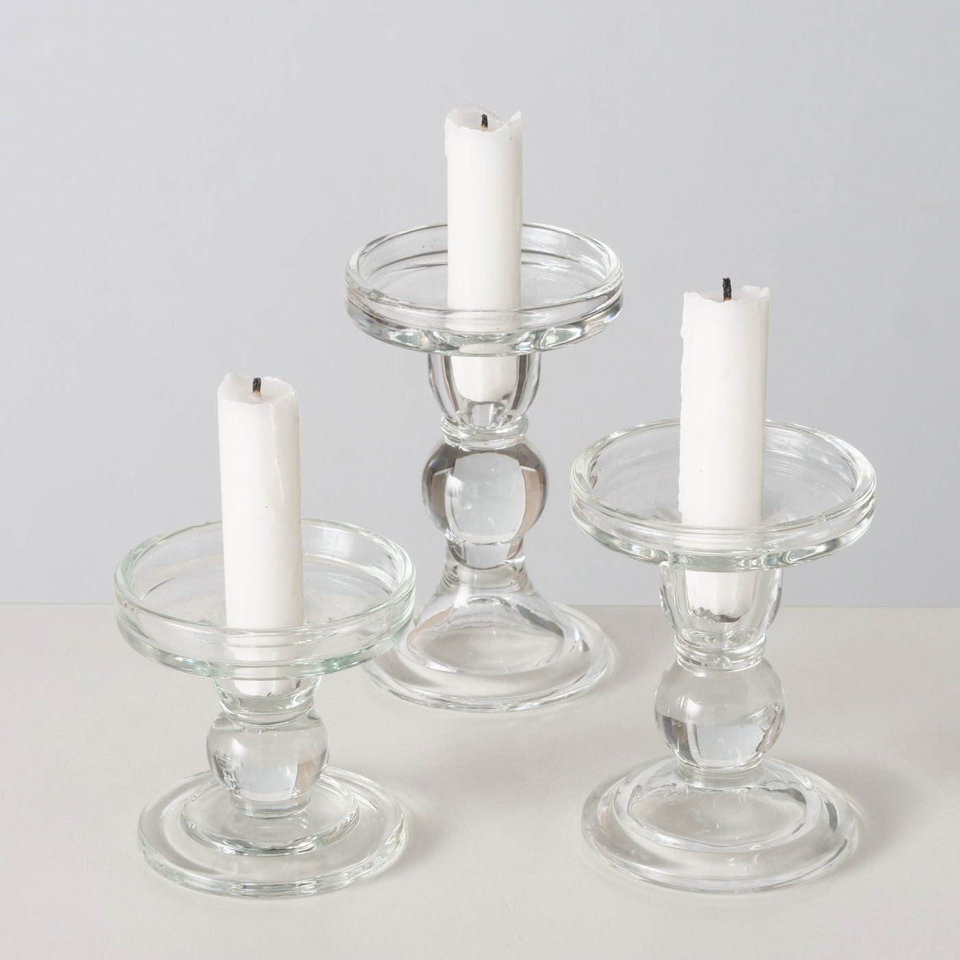 LS-LebenStil Glas Kerzenständer Klar 3er Set 28cm