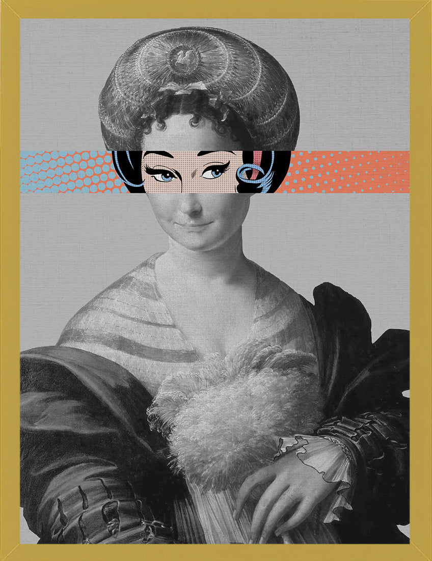 Mineheart Pop Portrait Gentildonna Leinwandbild Aqua Peach 30x41cm