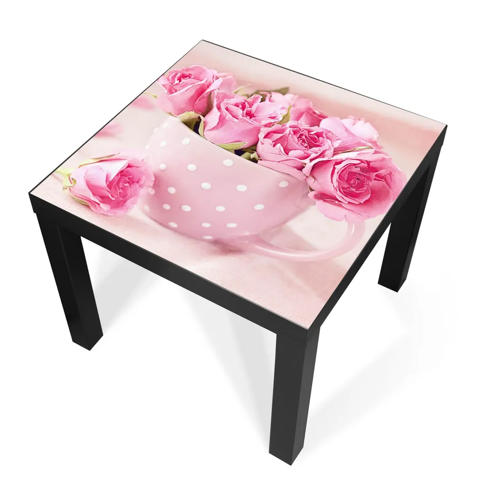 Banjado Möbelfolie Tischfolie Tasse Voll Rosen 55x55 Klebefolie