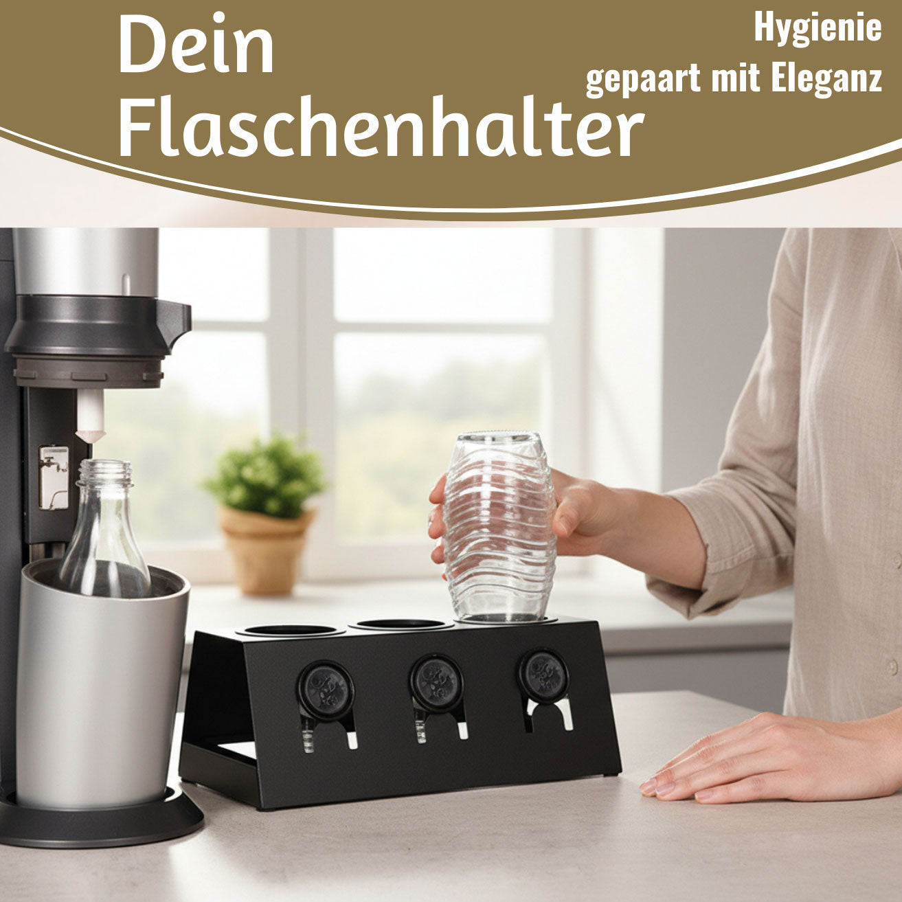 LS-LebenStil Küche & Haushalt Flaschenständer Metall Schwarz 3 Flaschen