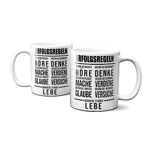 Hustling Sharks Erfolgsregeln Tasse 330ml weiß Motivation Büro