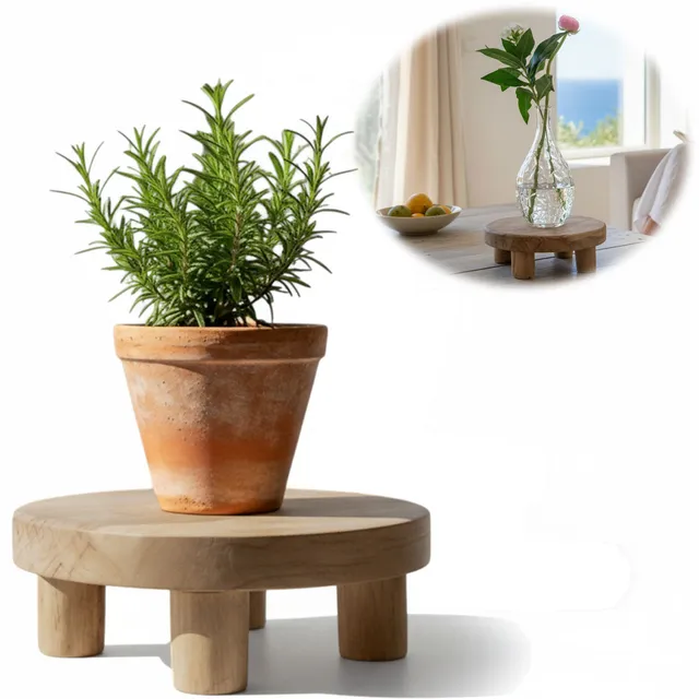 LS-LebenStil Küche & Haushalt Pflanzenhocker Teak Mini Tisch 20x7cm