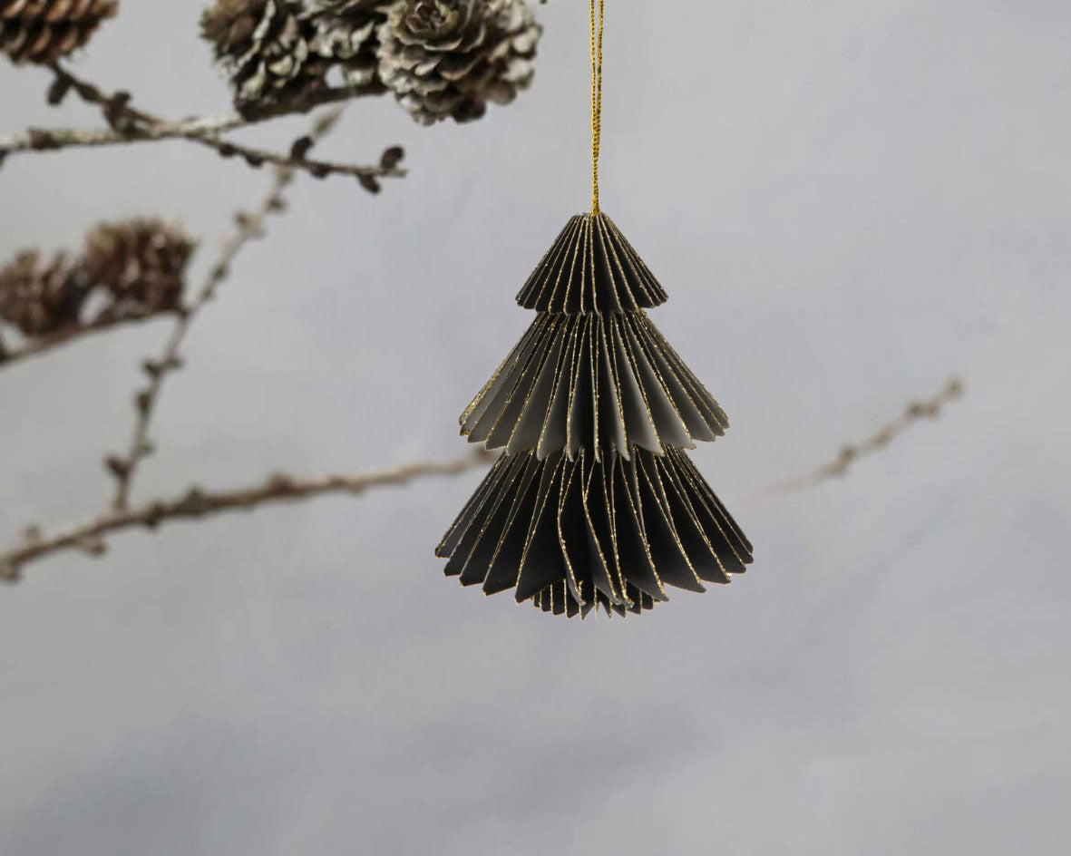 LS-LebenStil Möbel & Wohnen Papier Tannenbaum Hänger grau 3er 8cm