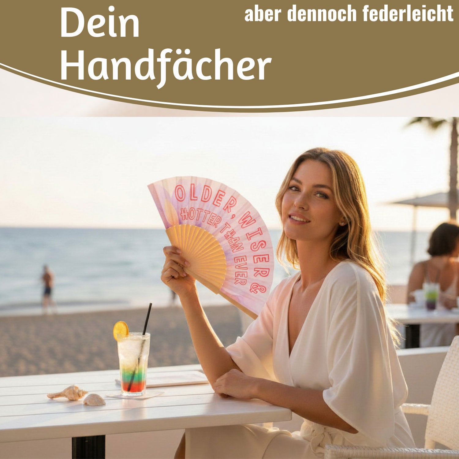 LS-LebenStil Older Wiser Hotter Fächer Pink Rot faltbar