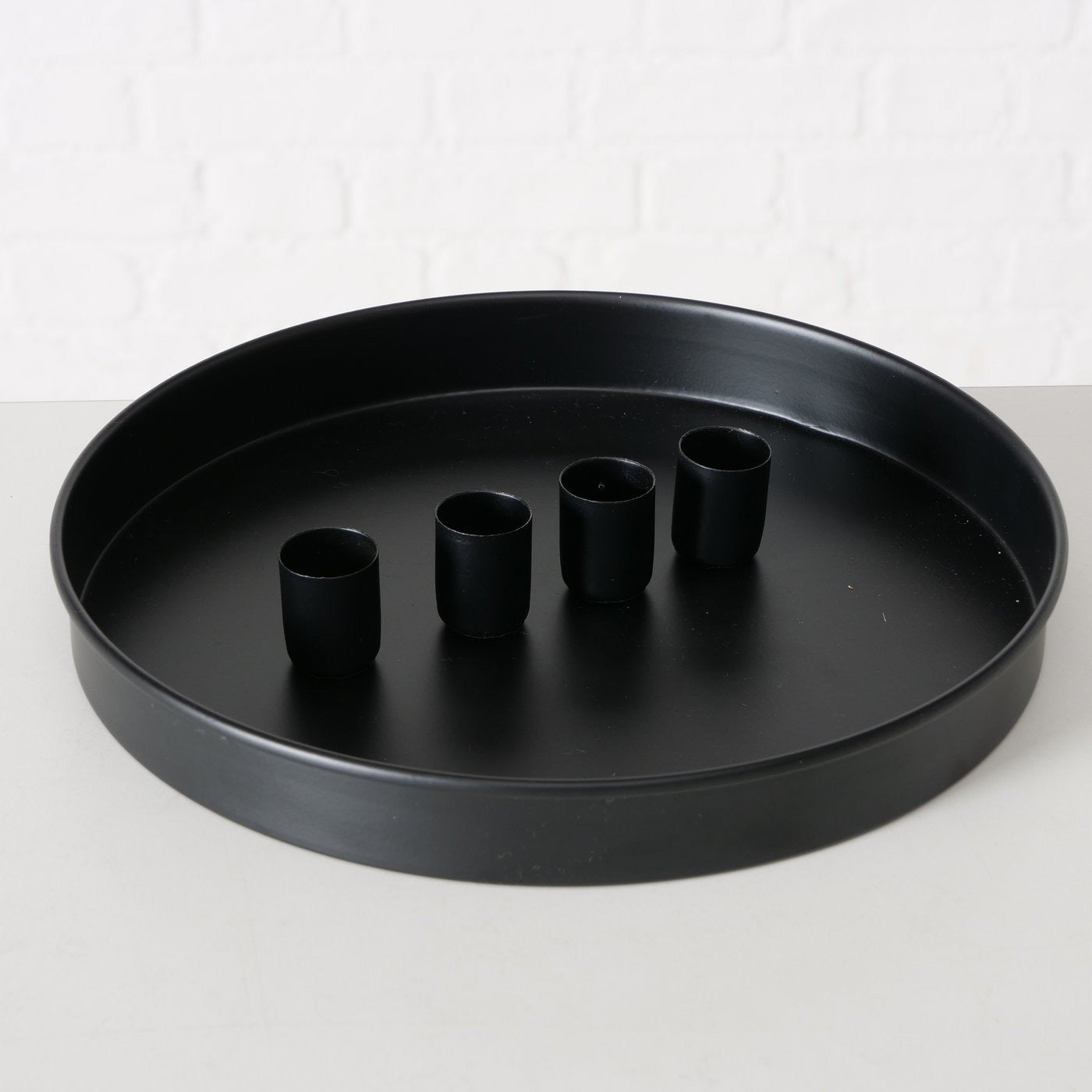 LS-LebenStil Sylt Kerzenteller Schwarz Rund Ø25cm Magnet 4er