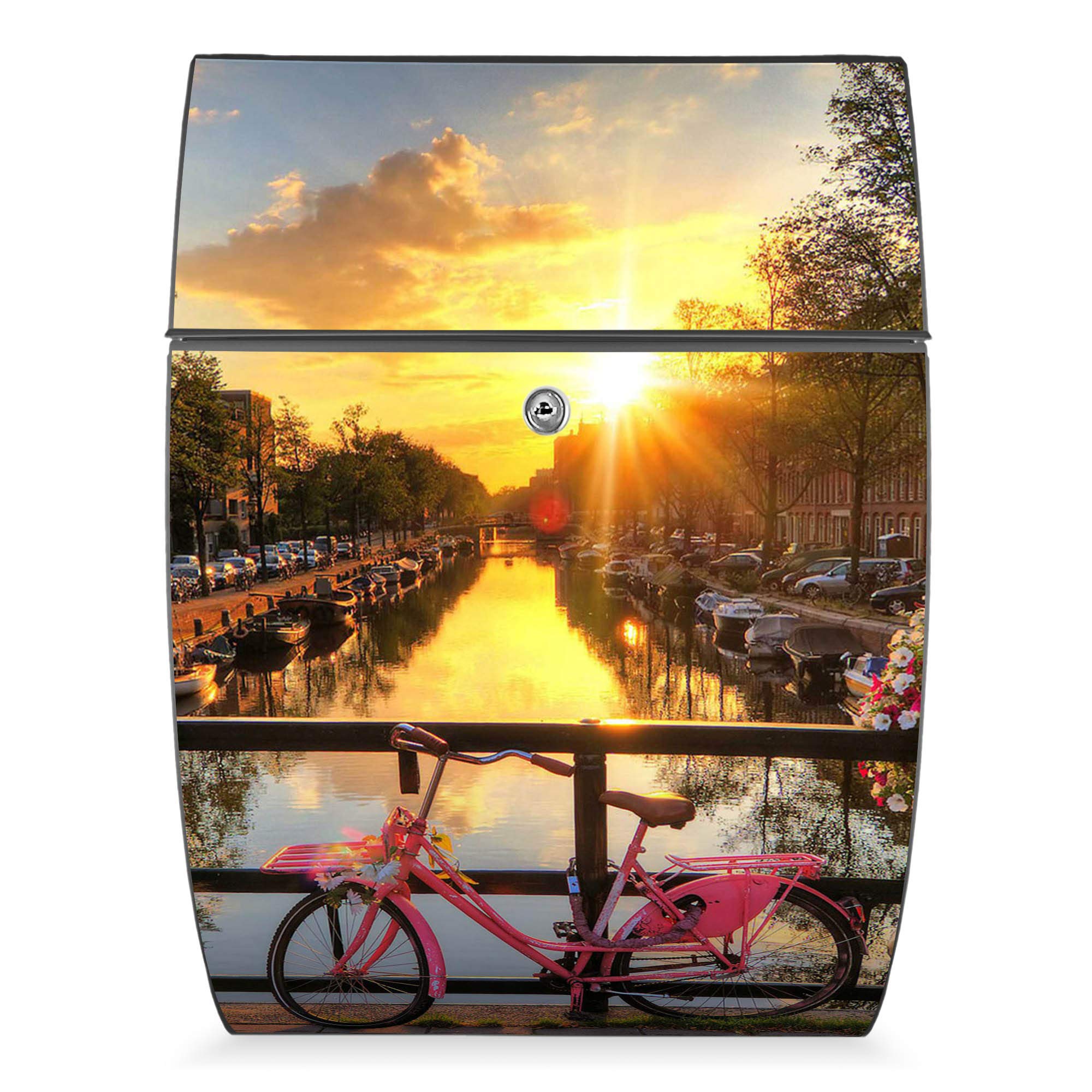Banjado Riviera 46x33,5x13cm Briefkasten Anthrazit Amsterdam Mit Rad