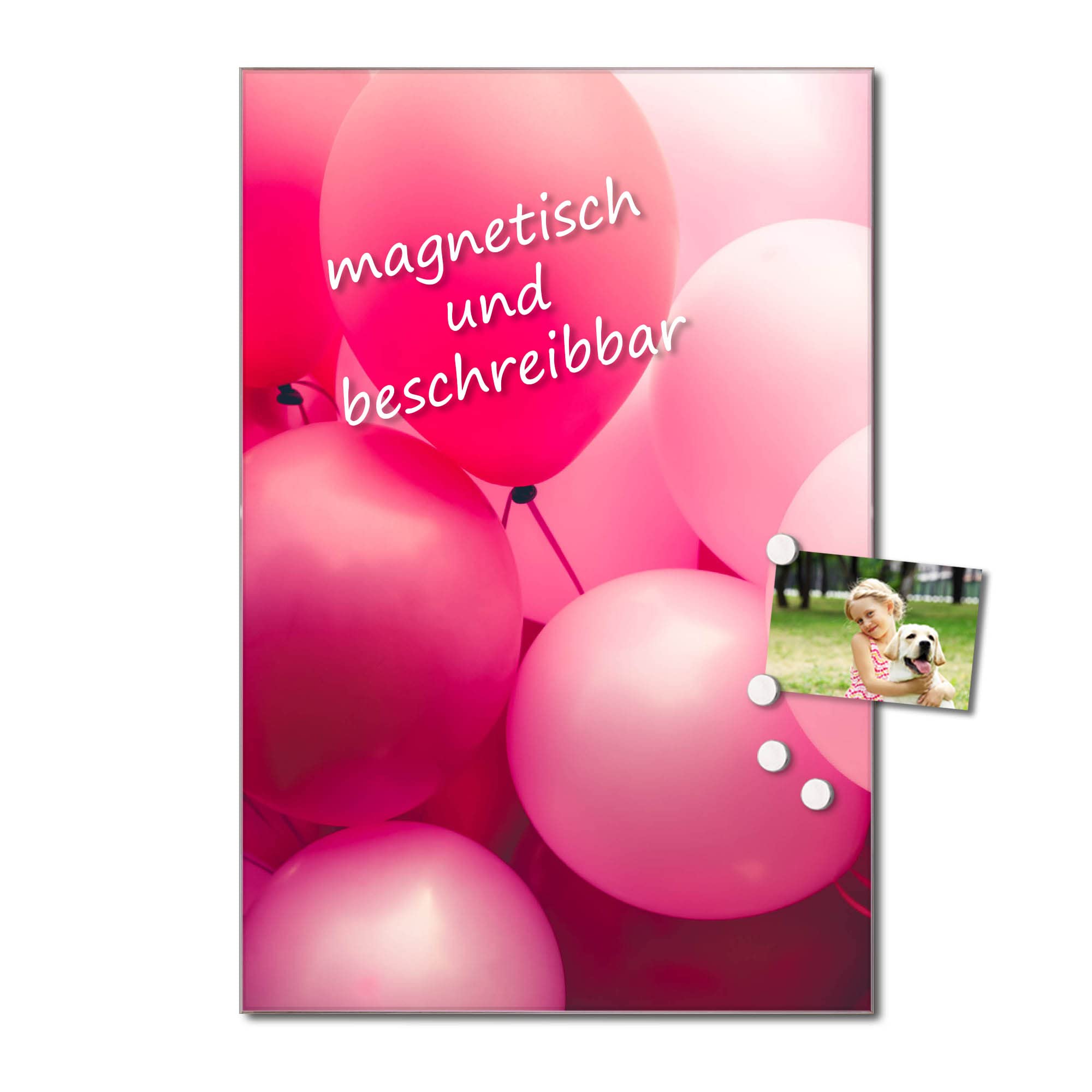 Banjado Magnettafel Rosa Ballons 2 Glasboard 40x60 Muster
