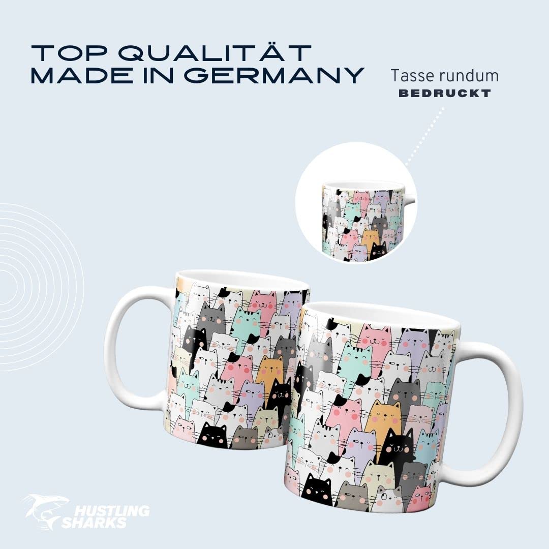 Hustling Sharks Wandbilder Katzen Tasse 330ml bunt Keramik