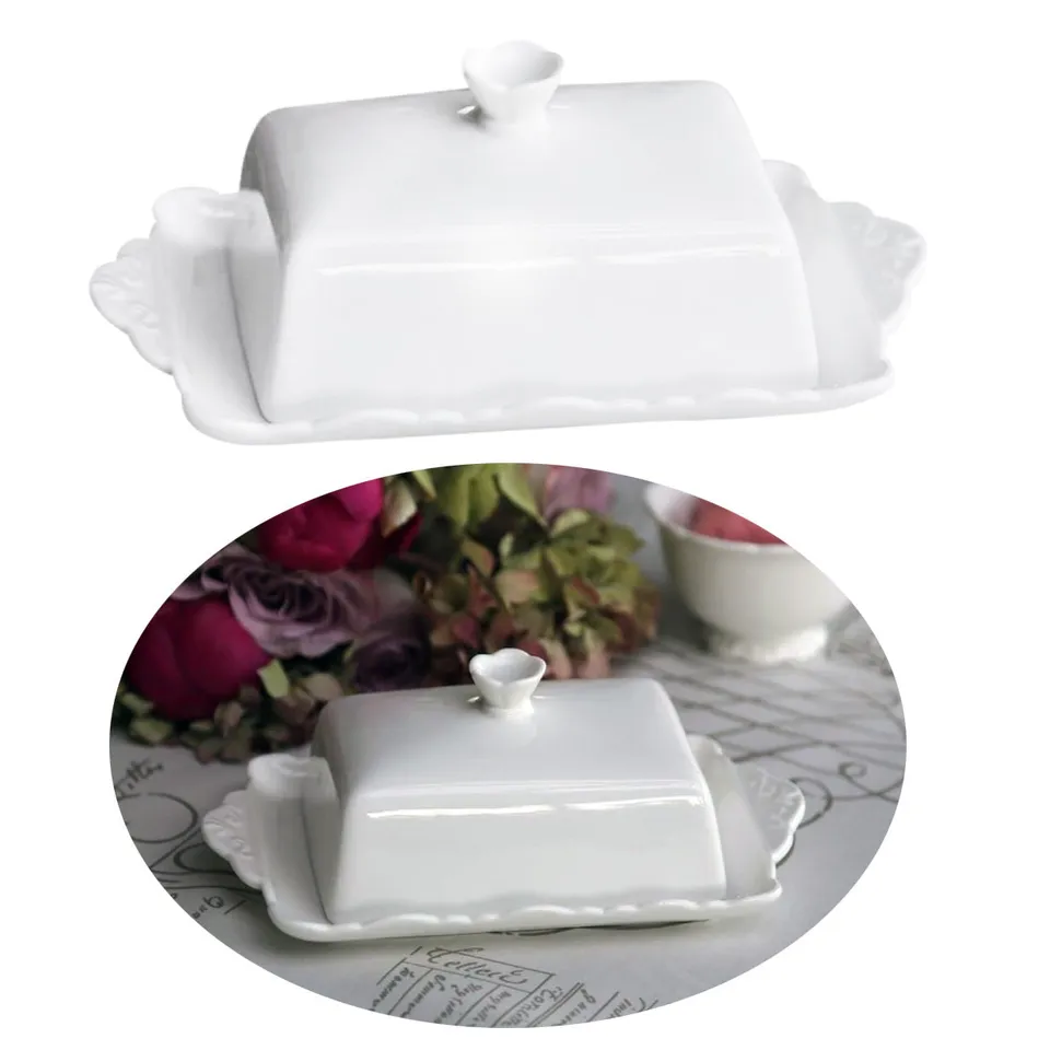 LS-LebenStil Möbel & Wohnen Butterdose Porzellan Weiß 250g 19cm