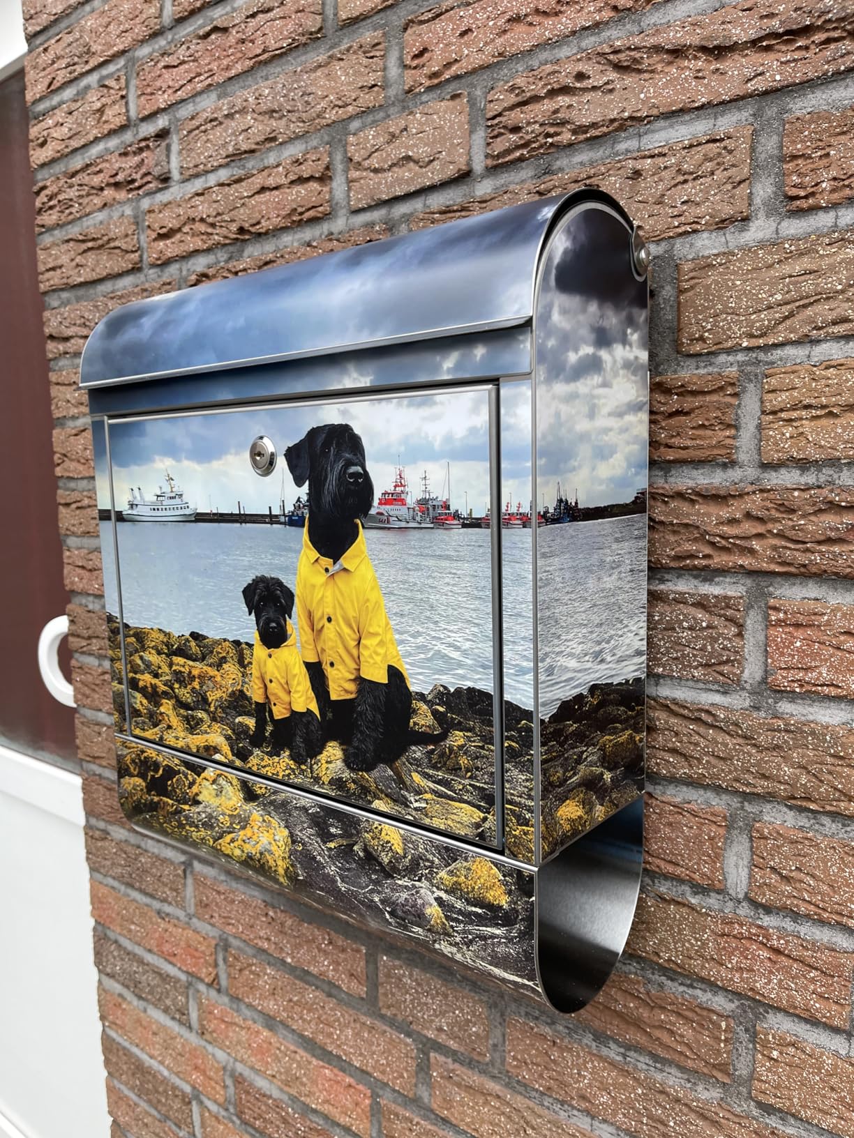Banjado Briefkasten Wunschmotiv Edelstahl 38x43x12 ohne Namen