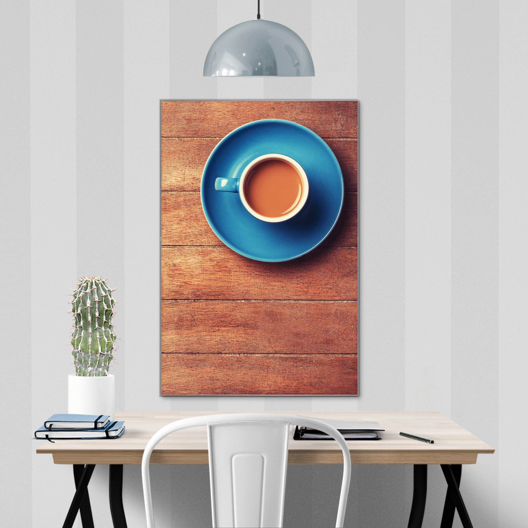 Banjado Magnettafel Blaue Tasse Glas 40x60 cm Küche