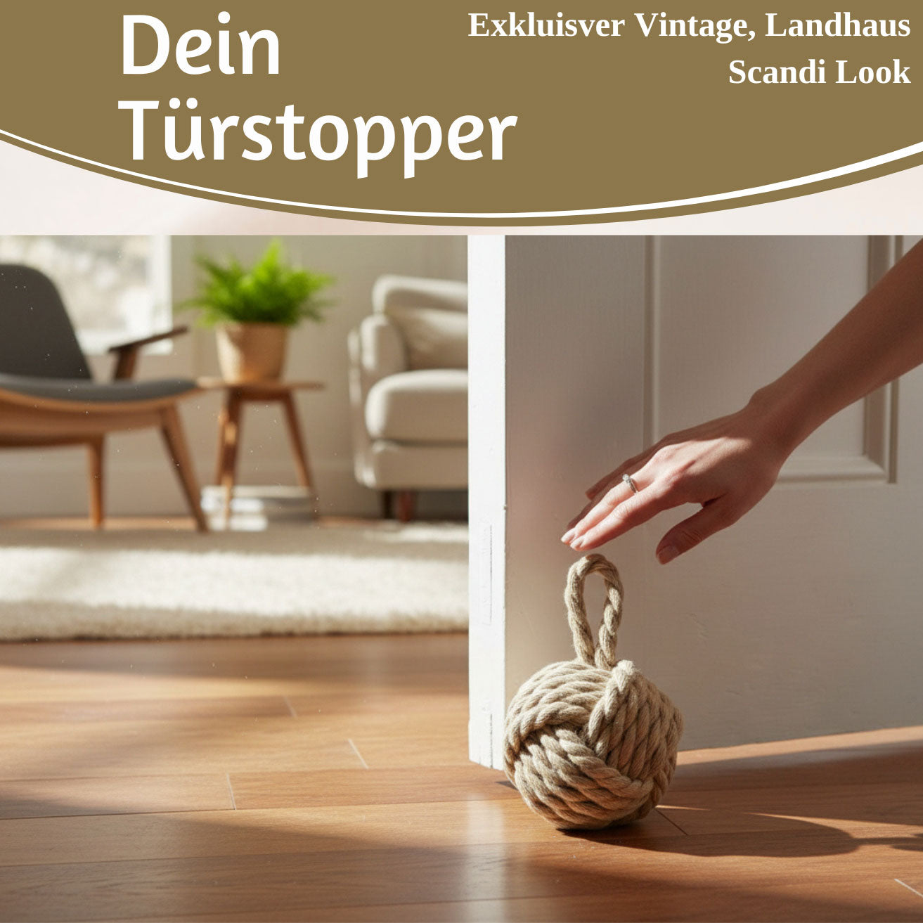LS-LebenStil Malmö Türstopper Jute beige-braun 23cm 1,3kg