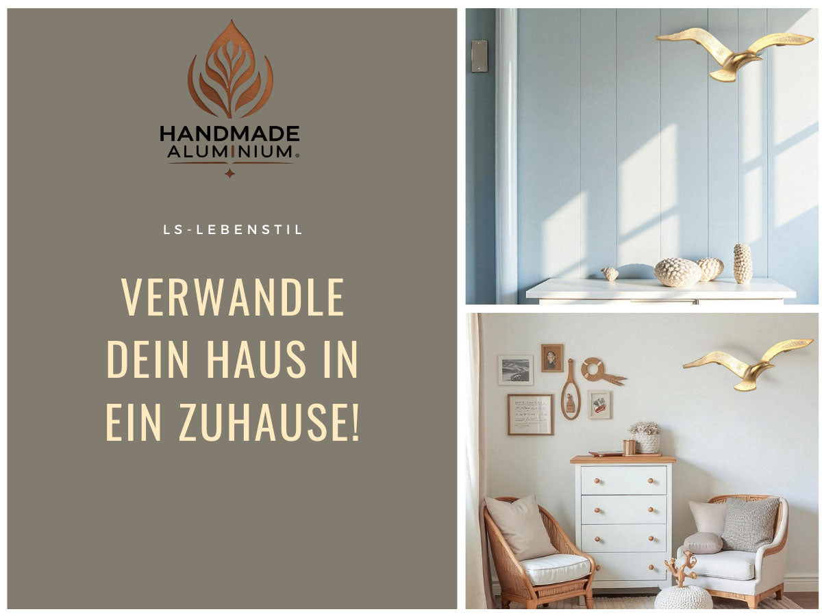 LS-LebenStil Möbel & Wohnen Möwe Wand-Objekt Alu Gold 35cm