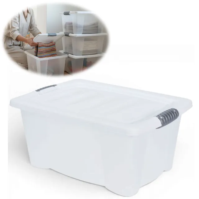 XL Stapelbox Allzweckbox transparent 15 L mit Deckel 40 cm