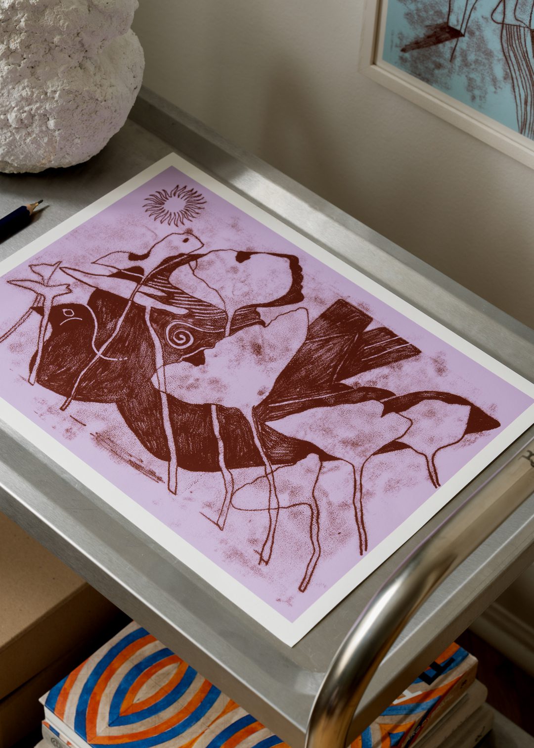 The Poster Club Wood Pigeon Poster 30x40 cm Lila
