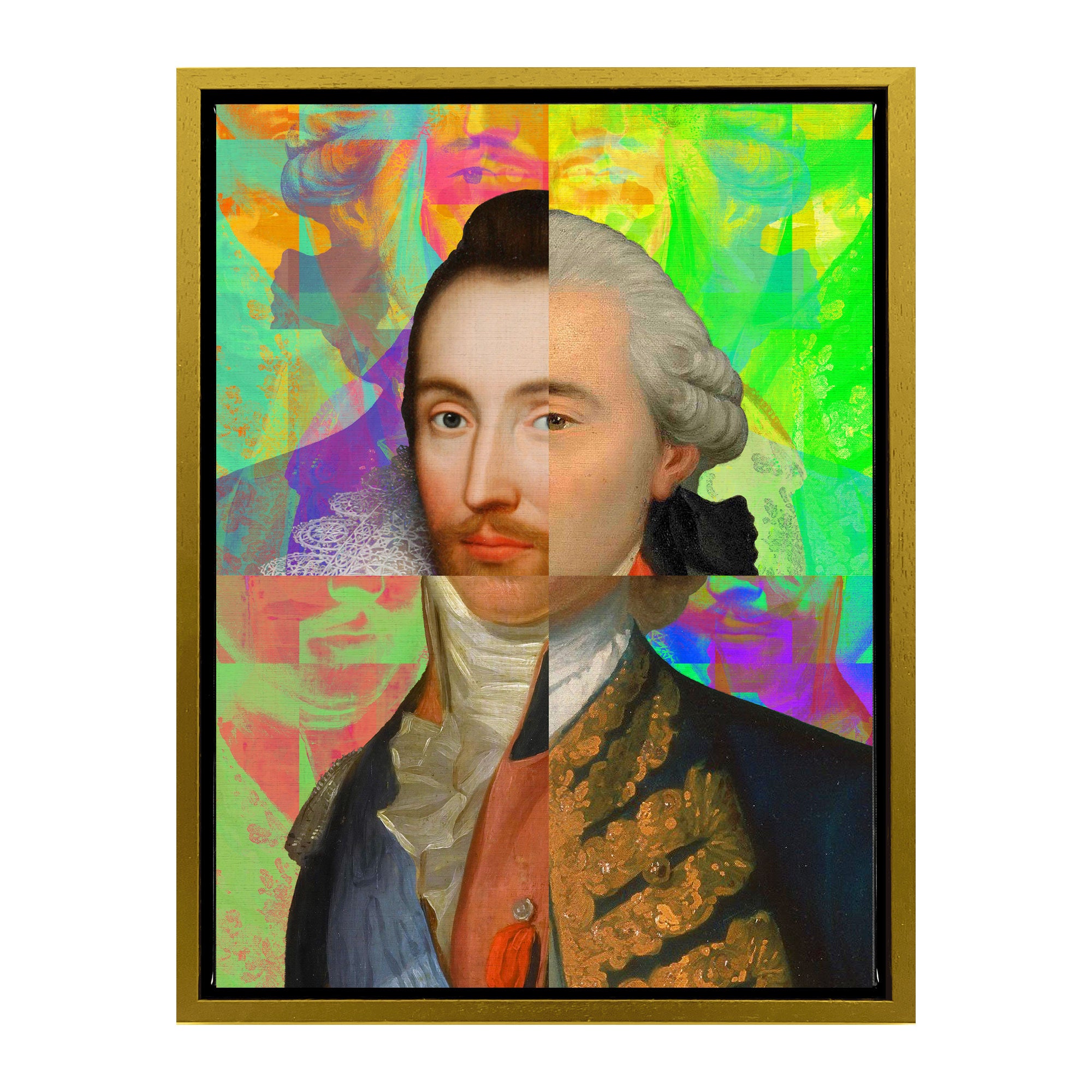 Mineheart Gentleman Puzzled Wandbild Blau Gold 30x41 cm