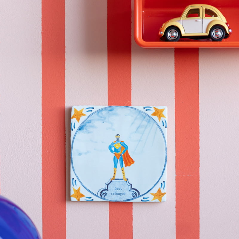 StoryTiles Delft Blue Superman Wandfliese 10x10 personalisierbar