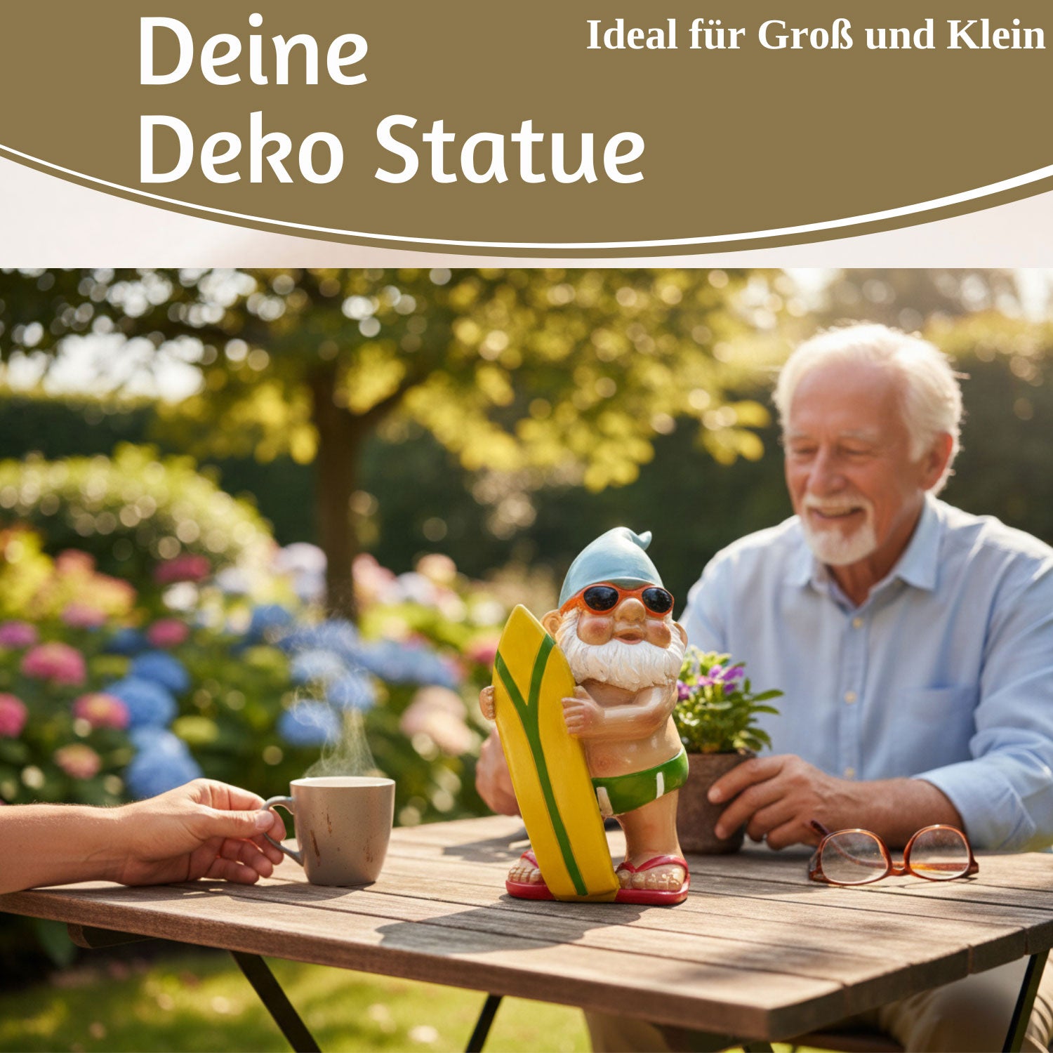 LS-LebenStil Garten & Camping Zwerg Erwin Surfer Gartenzwerg 20cm
