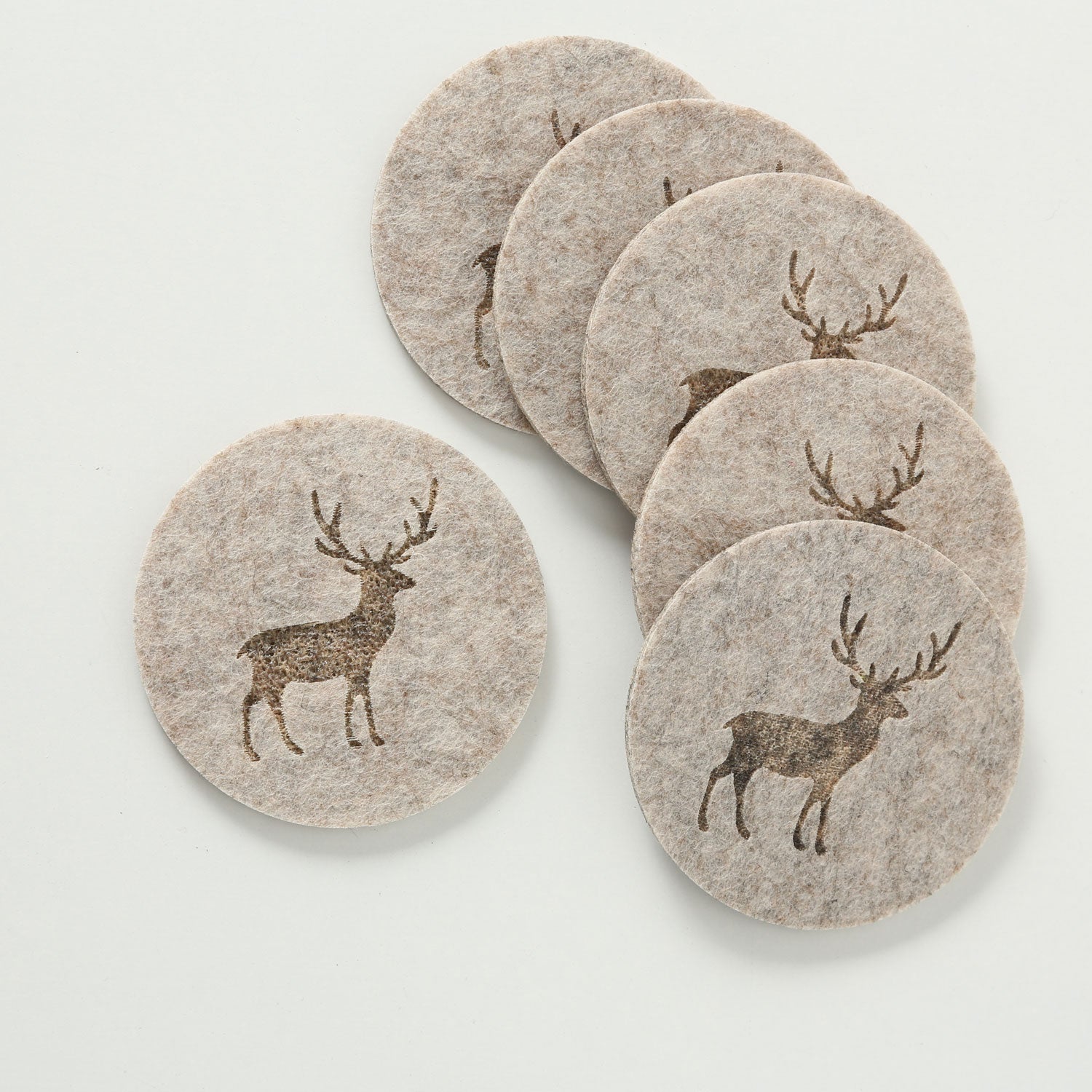 LS-LebenStil Küche & Haushalt Filz Glasuntersetzer Hirsch Braun 10cm 6er