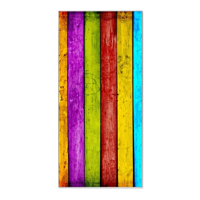 Banjado Magnettafel Bunte Holzlatten Memoboard 37x78 cm Silber