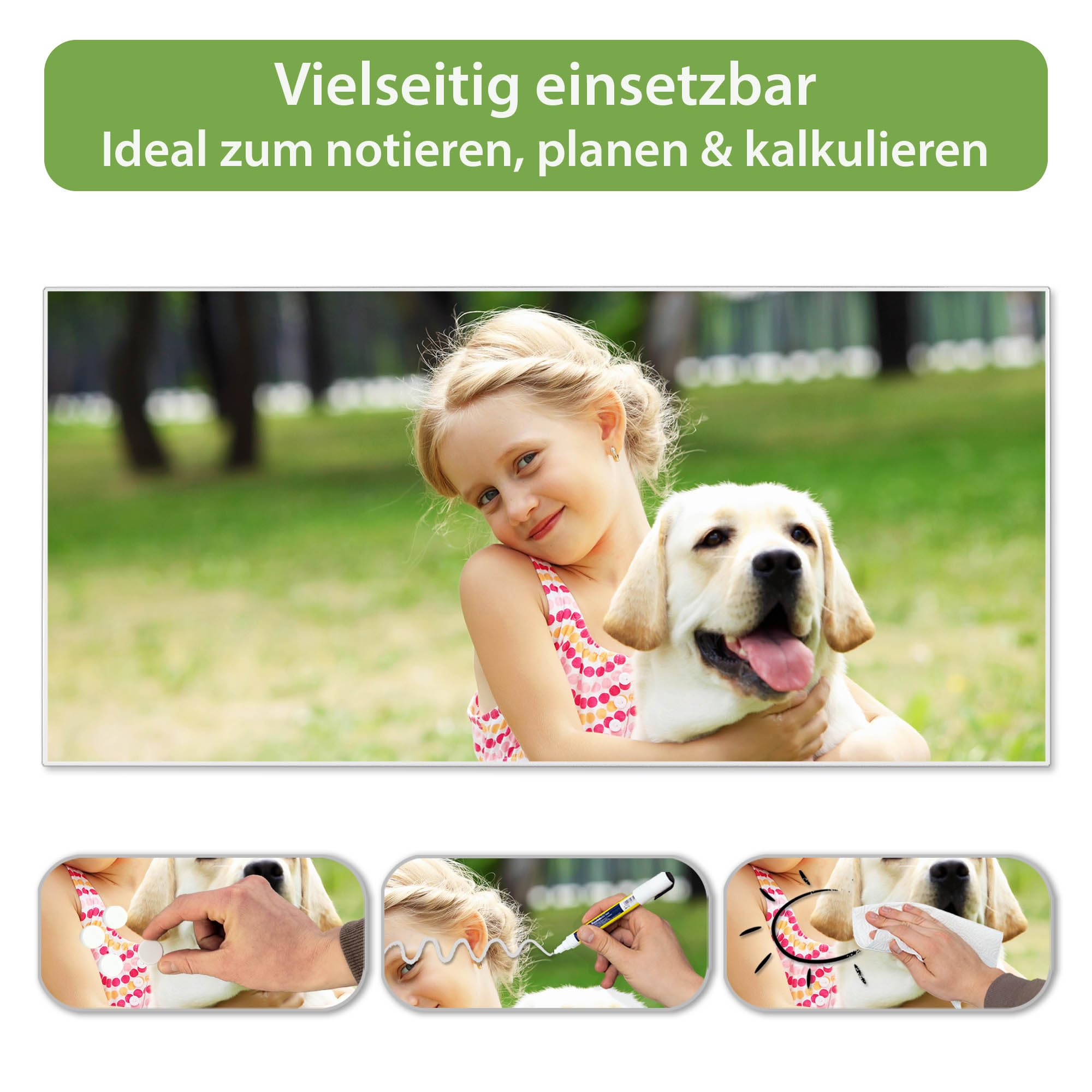 Banjado Magnettafel Wunschmotiv Magnetboard Weiß 78x37 cm