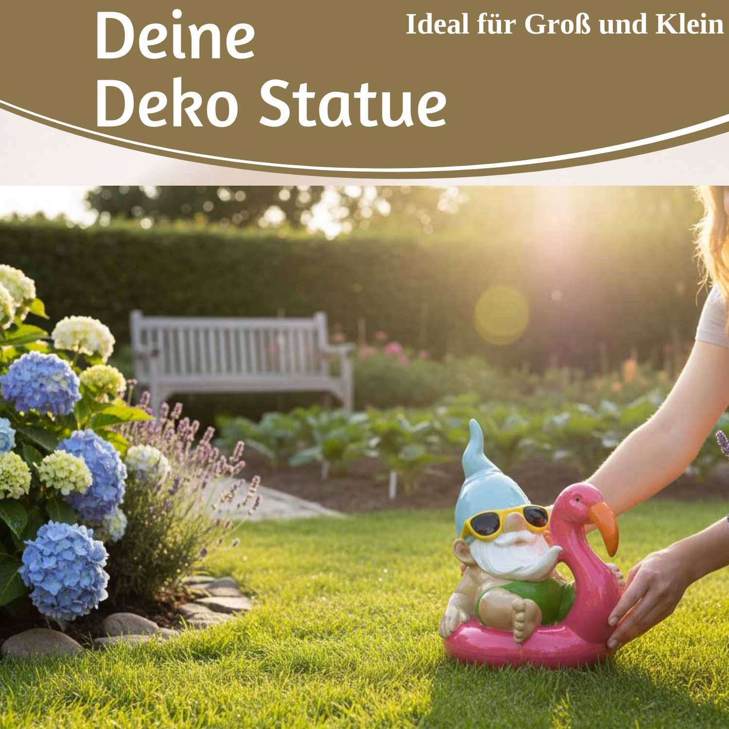LS-LebenStil Gartenzwerg Pink sitzend 17cm Polyresin
