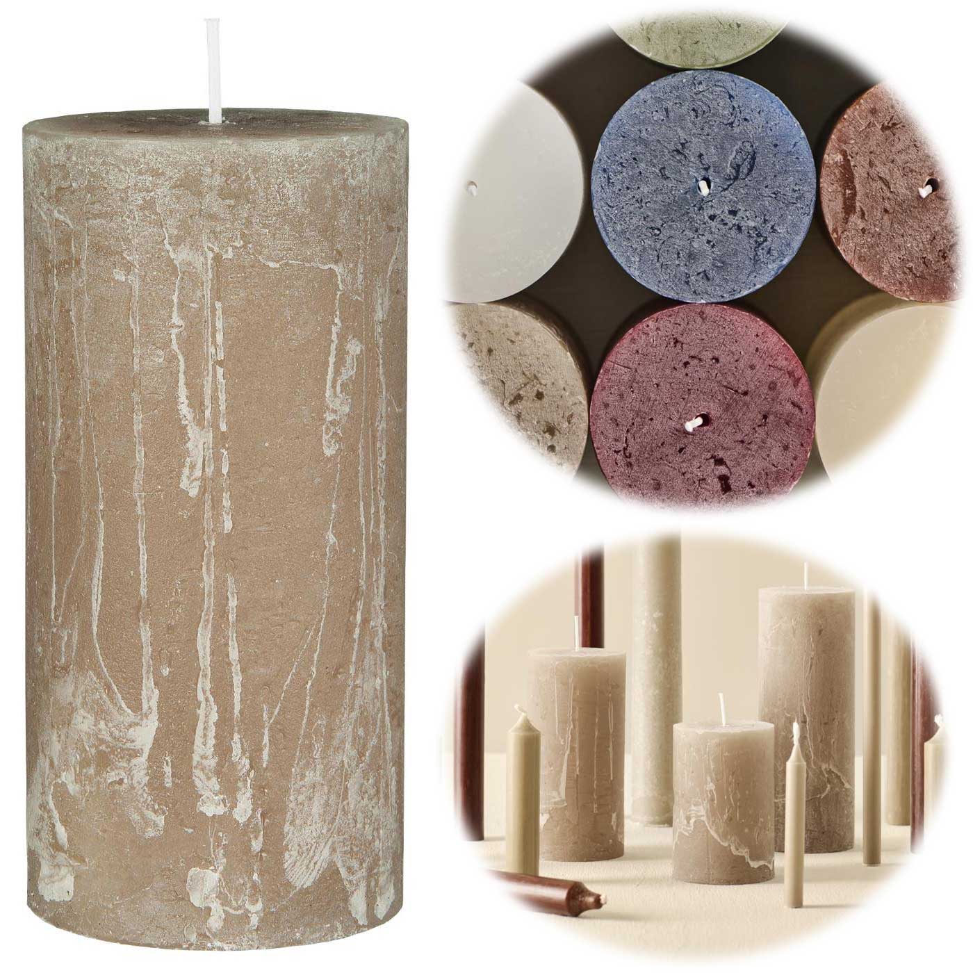 LS-LebenStil Möbel Wohnen Ribe Stumpenkerze Beige 14cm