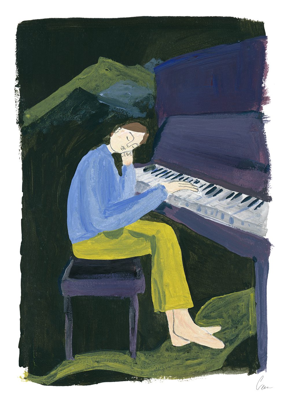 The Poster Club Hania at the Piano Poster 30x40 blau