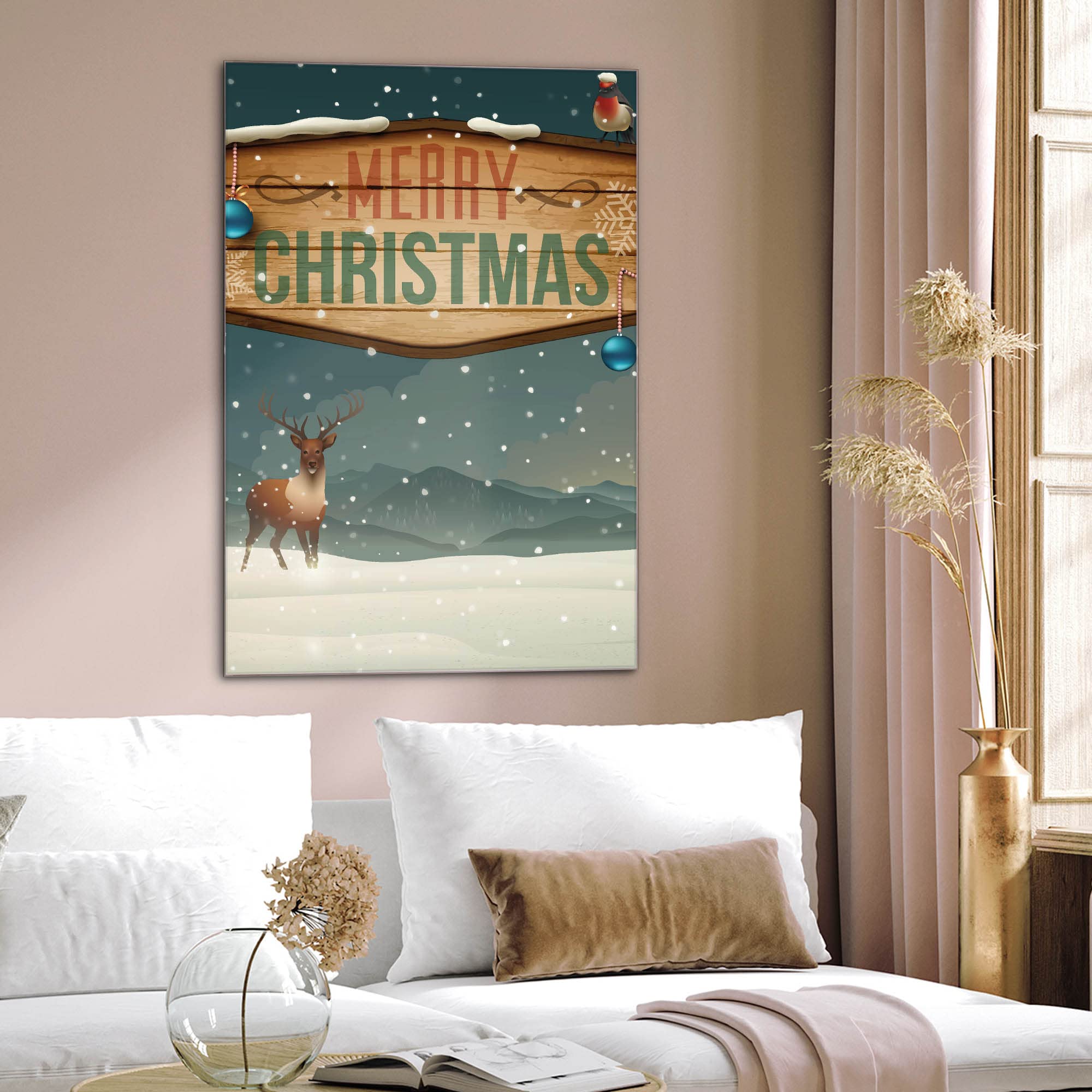 Banjado Magnettafel Glas 40x60cm Memoboard Weihnachtsland beschreibbar