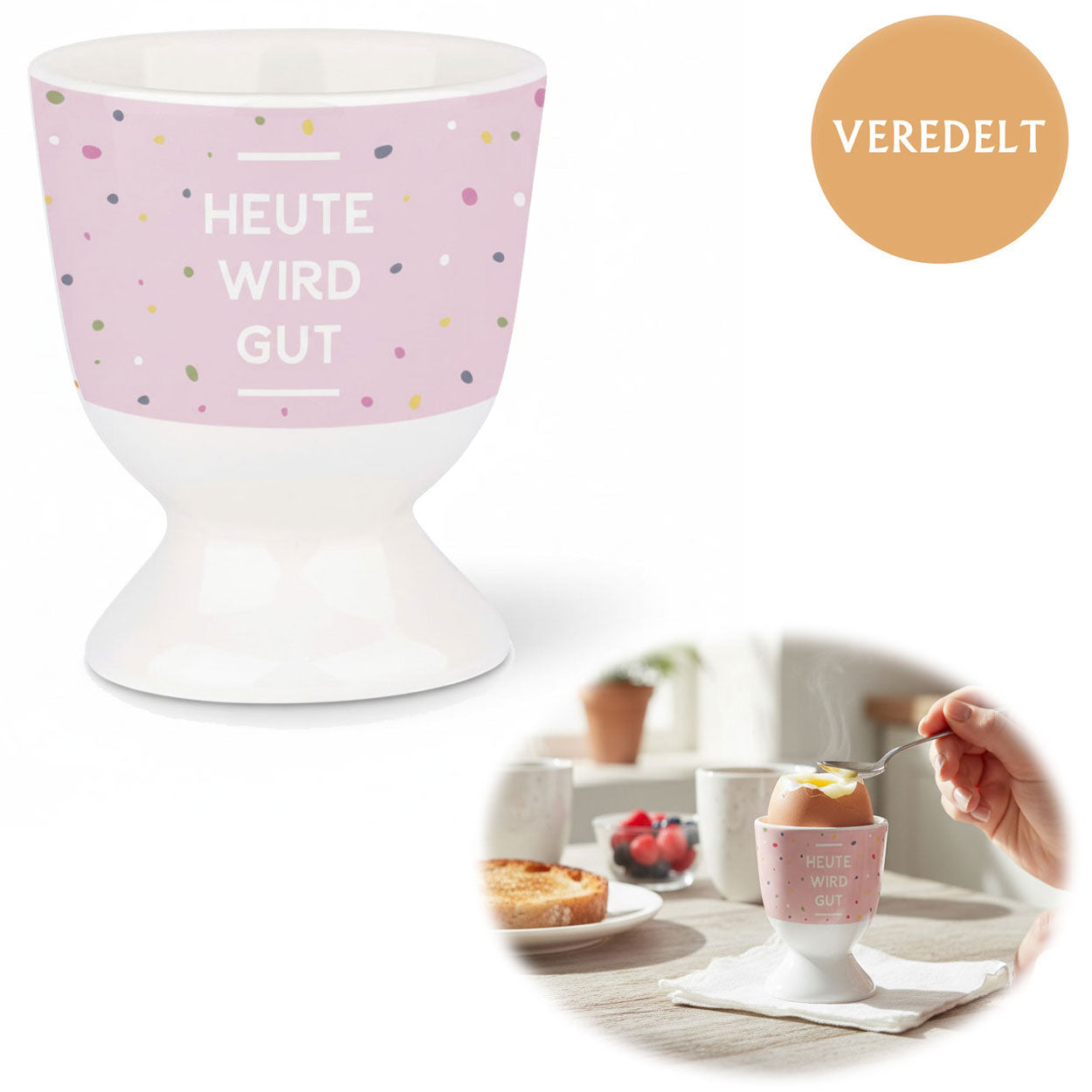 LS-LebenStil Küche & Haushalt Eierbecher Porzellan Heute wird gut