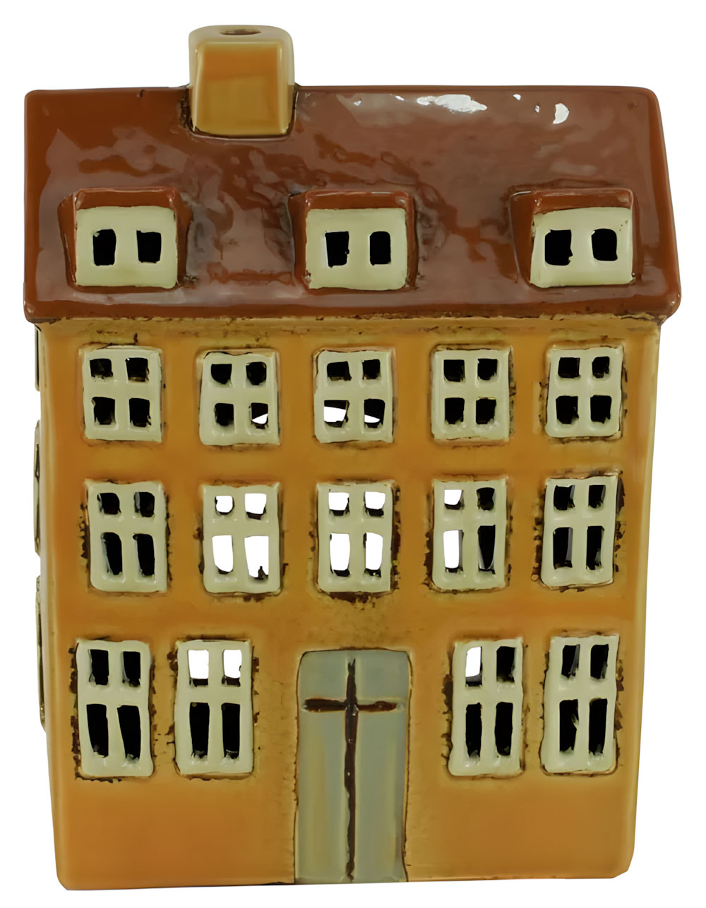 LS-LebenStil Nyhavn Teelichthaus Braun 18cm Keramik