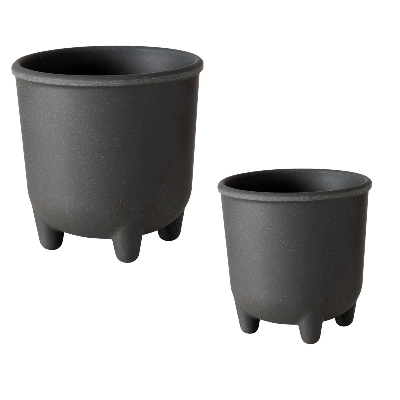 LS-LebenStil List Pflanztopf 2er Set grau rund 13-16 cm Kunstharz