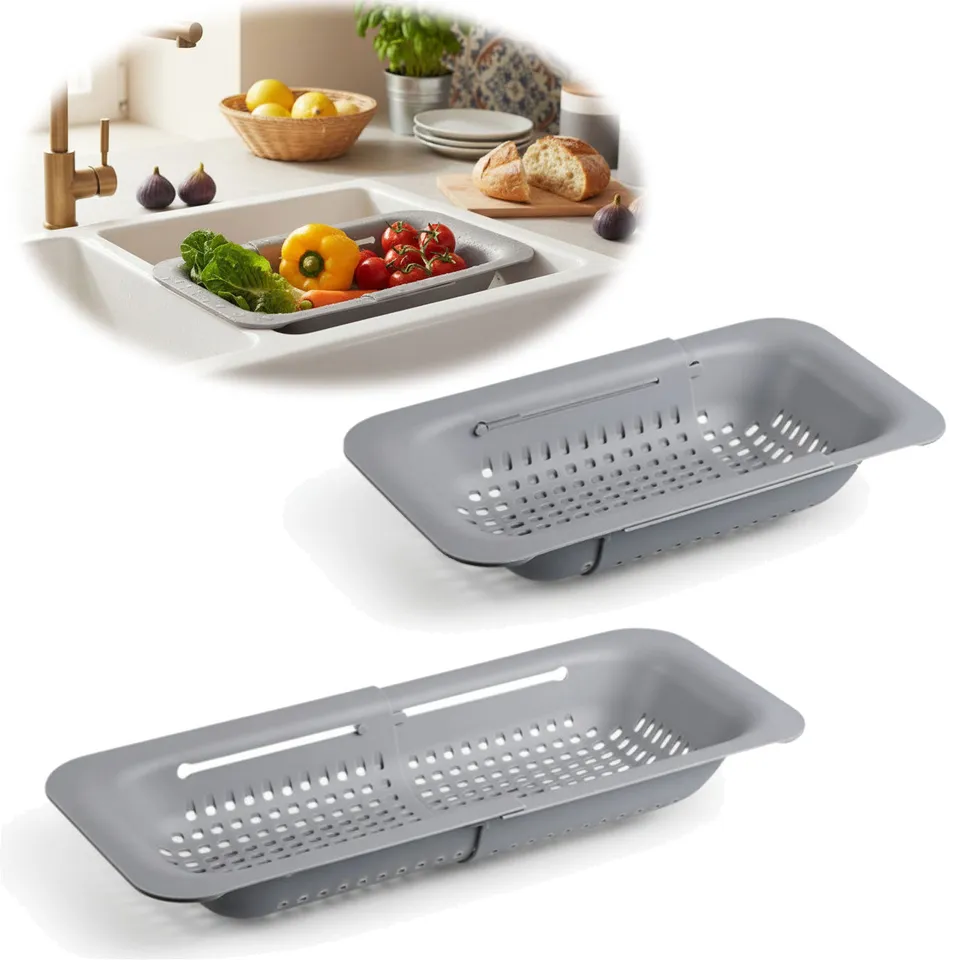LS-LebenStil Küche & Haushalt Abtropfsieb Ausziehbar Grau 36,5-55 cm