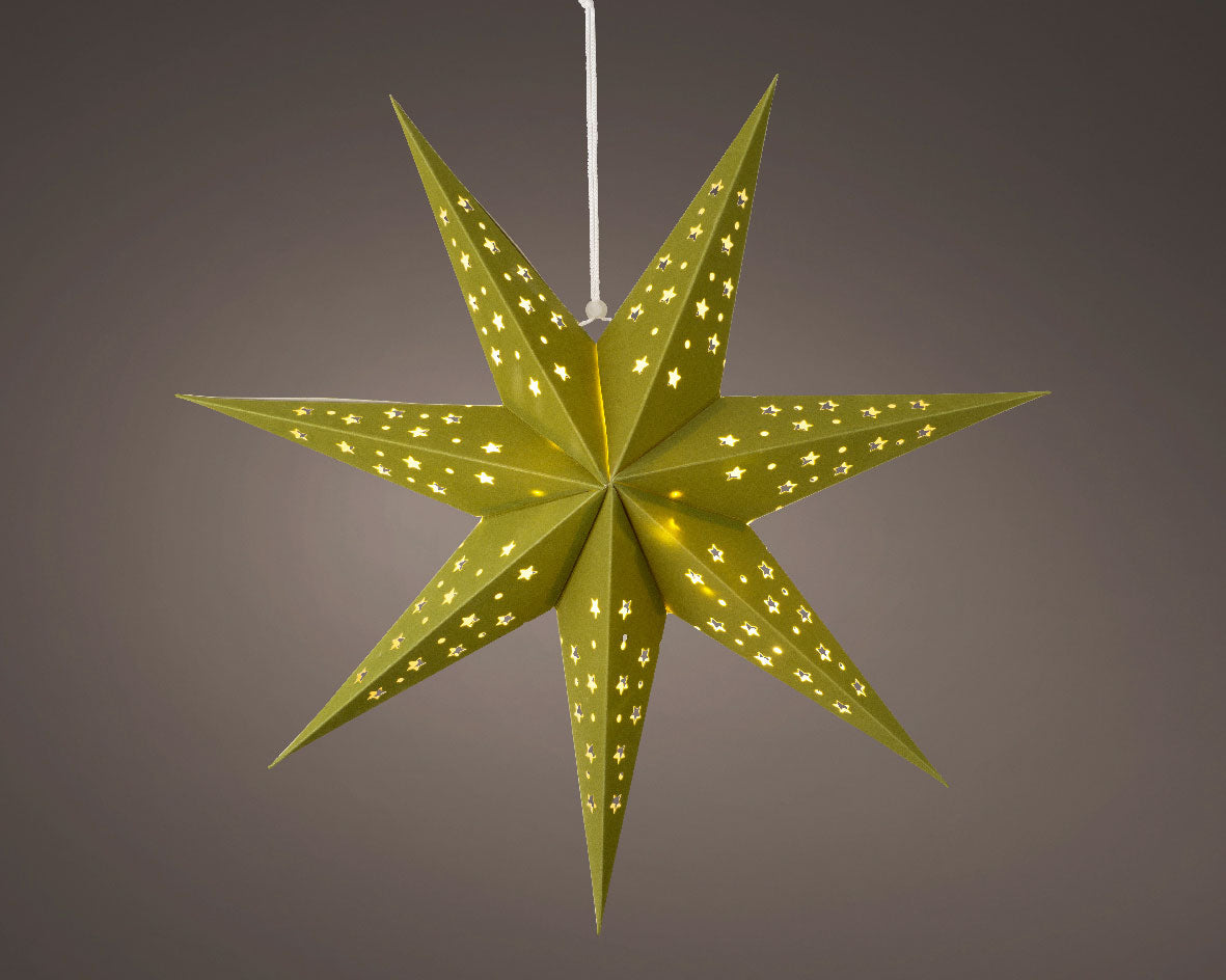LS-LebenStil 3D Samt Leuchtstern grün 40cm 10 LED
