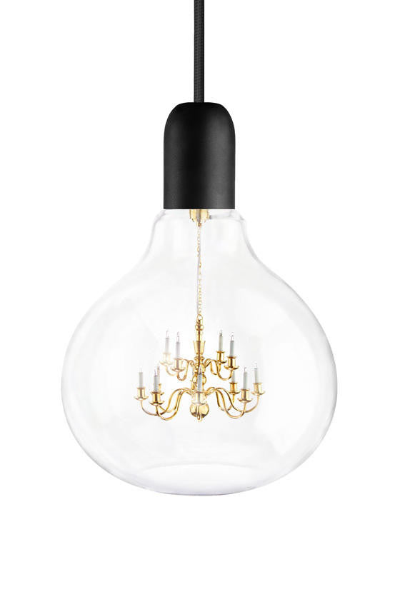 Mineheart King Edison Pendelleuchte Schwarz Glas