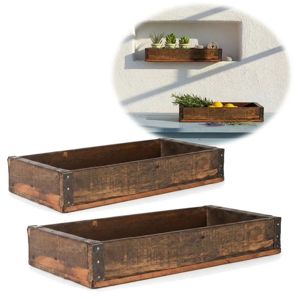 LS-LebenStil Küche & Haushalt Unika Serviertablett Holz 2er Set braun