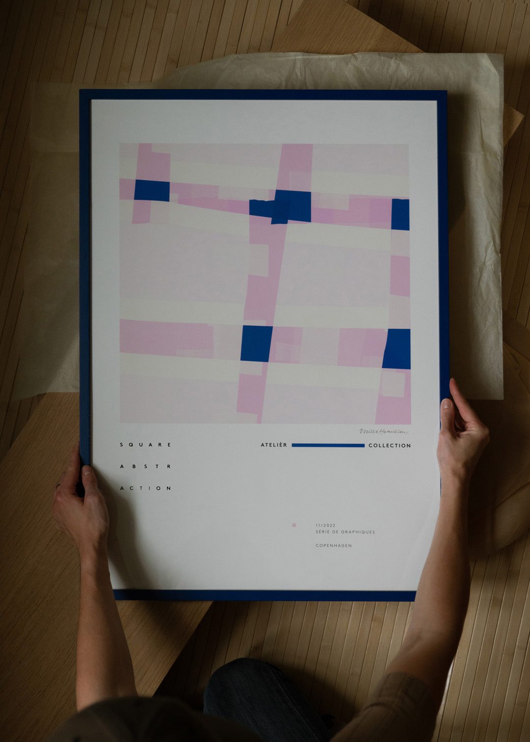 The Poster Club Art Prints Square Abstraction Poster 50x70 blau