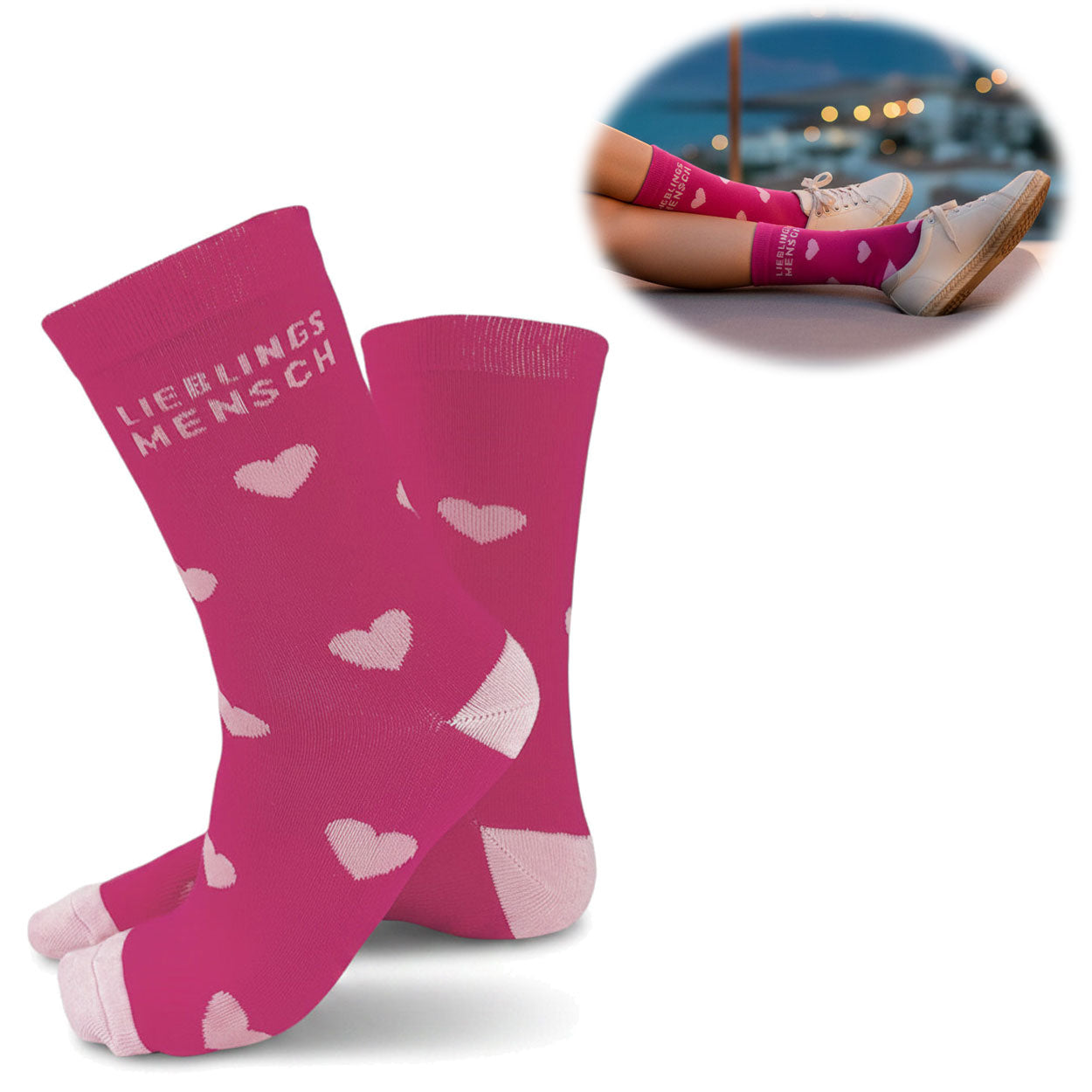 LS-LebenStil Lieblingsmensch Socke Pink 36-40 Damen