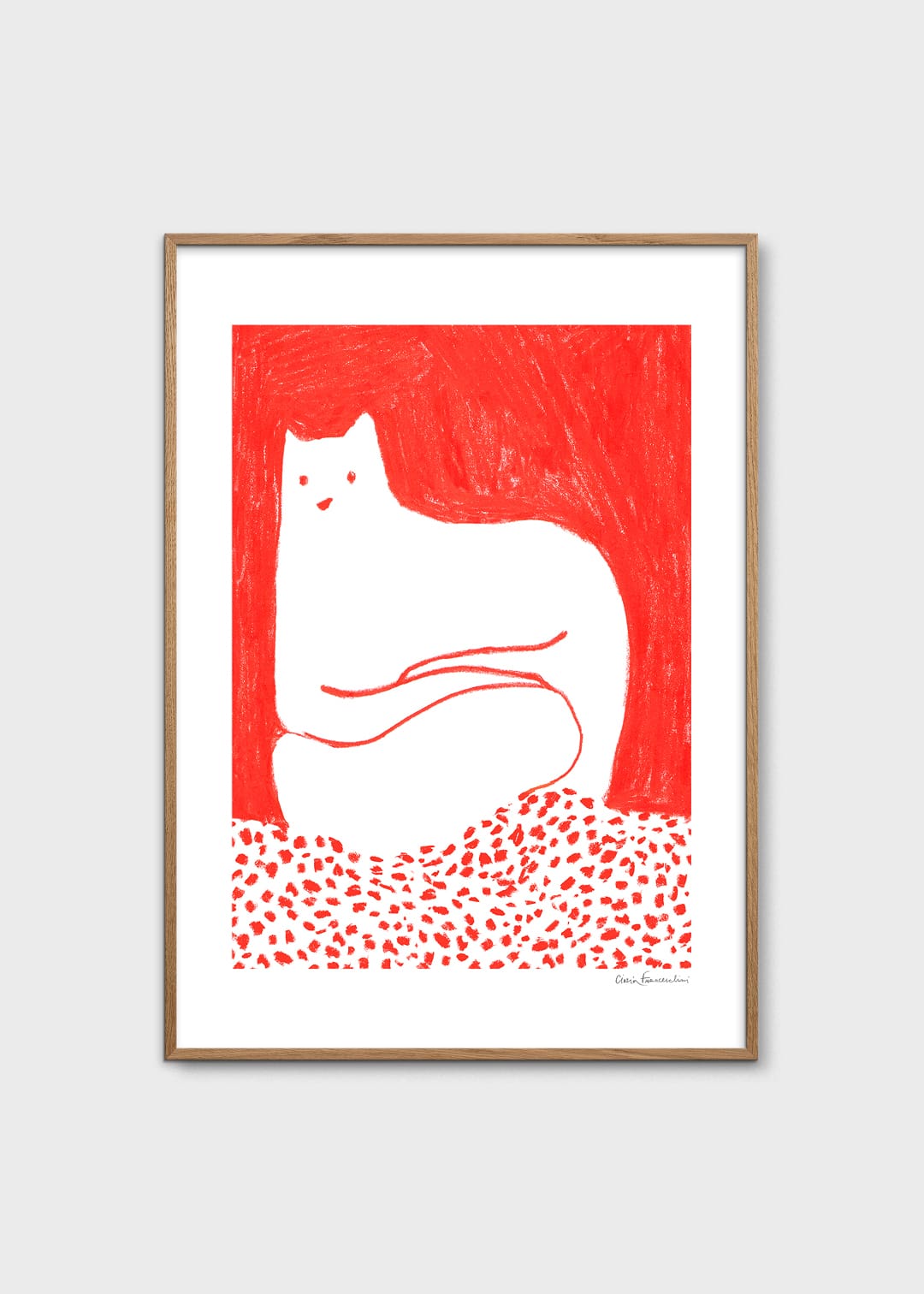 The Poster Club Art Prints Cat in Red Poster A4 rot