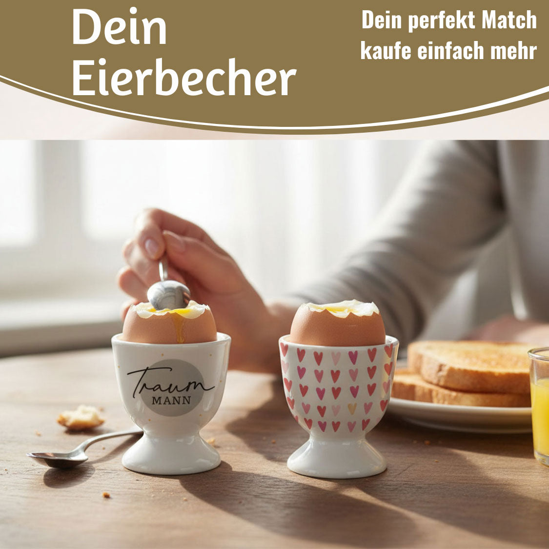 LS-LebenStil Küche Eierbecher Traummann Echt-Gold Porzellan