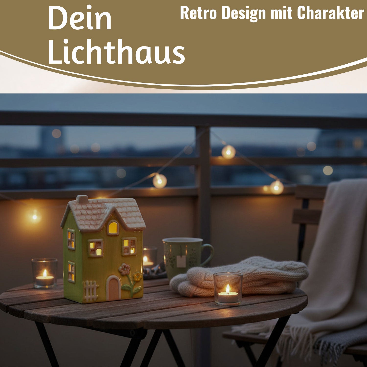 LS-LebenStil Nyhavn Lichthaus Keramik grün 19 cm