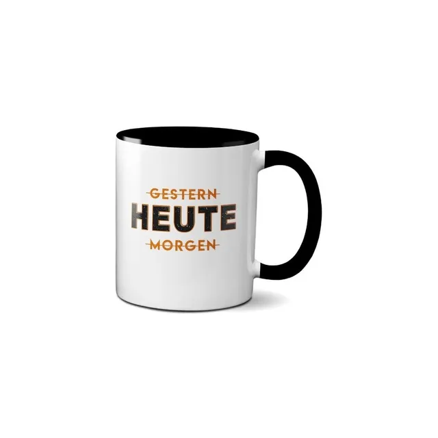 Hustling Sharks Heute Tasse 330ml schwarz Motivation Spruch
