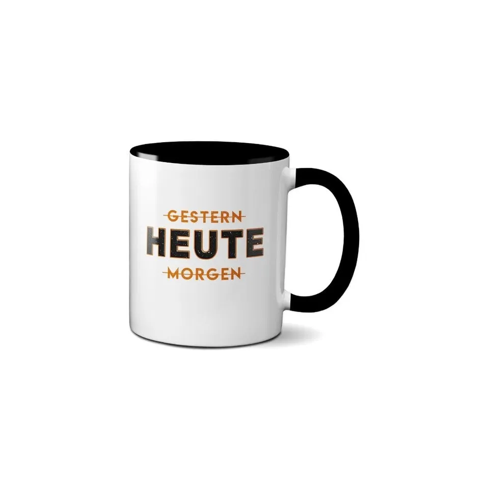 Hustling Sharks Heute Tasse 330ml schwarz Motivation Spruch